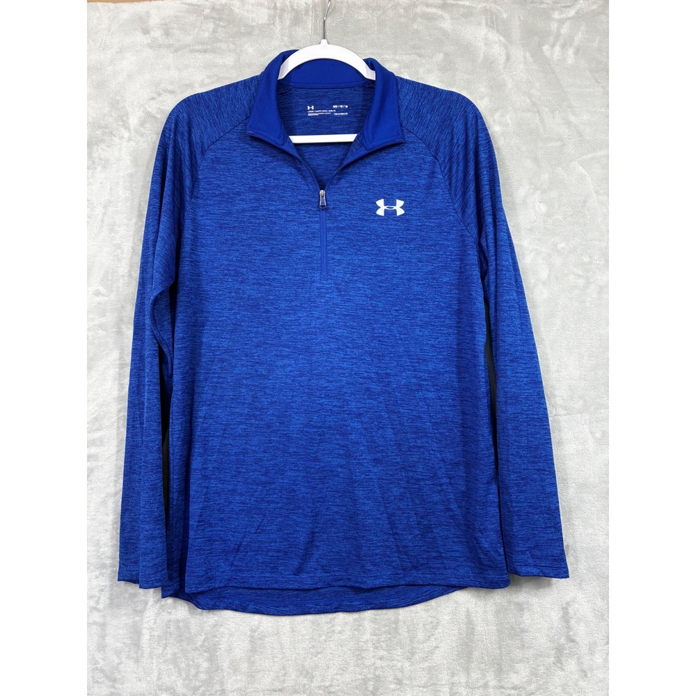 Under Armour Mens HeatGear Tech 2.0 1/4 Zip Pullover Royal Blue Heather Medium